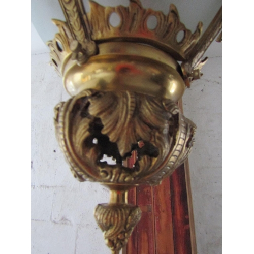 95 - Finely Chase Ormolu Mounted Globe Form Ceiling Lantern with Cherub Motif Decoration Approximately 25... 