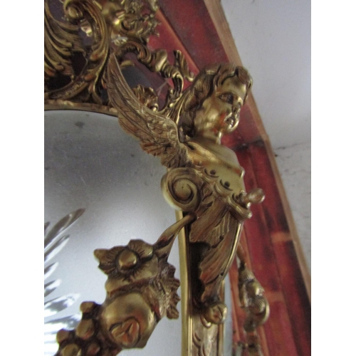 95 - Finely Chase Ormolu Mounted Globe Form Ceiling Lantern with Cherub Motif Decoration Approximately 25... 