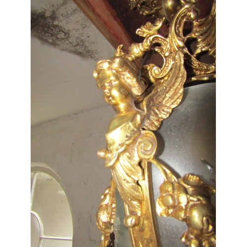 95 - Finely Chase Ormolu Mounted Globe Form Ceiling Lantern with Cherub Motif Decoration Approximately 25... 