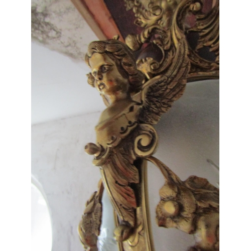 95 - Finely Chase Ormolu Mounted Globe Form Ceiling Lantern with Cherub Motif Decoration Approximately 25... 