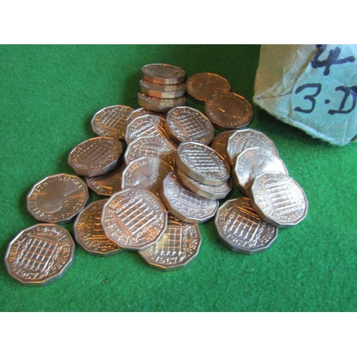 955 - Quantity of 3d Coins Approximately 40 with Bag