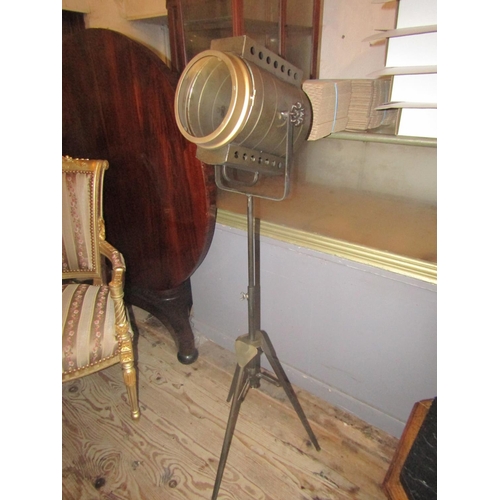 97 - Brass and Metalbound Floor Lamp Adjustable Height Tripod Base