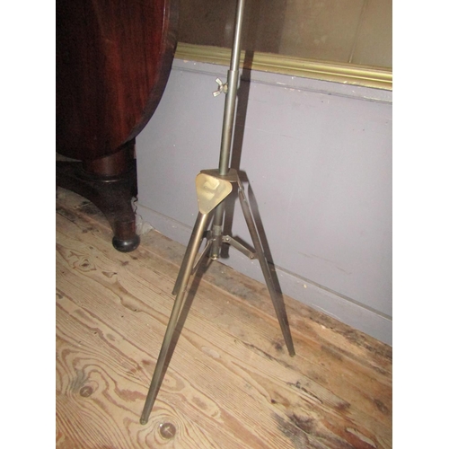 97 - Brass and Metalbound Floor Lamp Adjustable Height Tripod Base