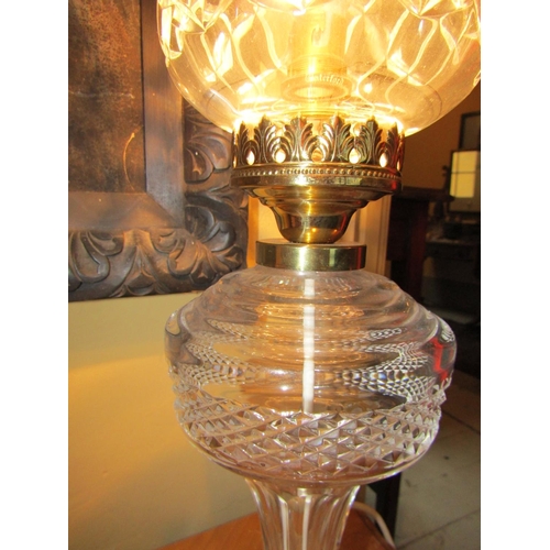 979 - Large Waterford Cut Crystal Table Lamp Original Condition Electrified Attractive Form Approximately ... 