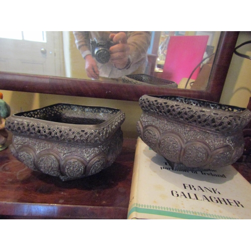 983 - Pair of Fine Eastern Bronze Table Jardinires Signed