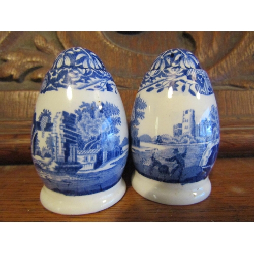 990 - Pair of Fine Porcelain Spode Salt and Peppers Approximately 3 Inches High