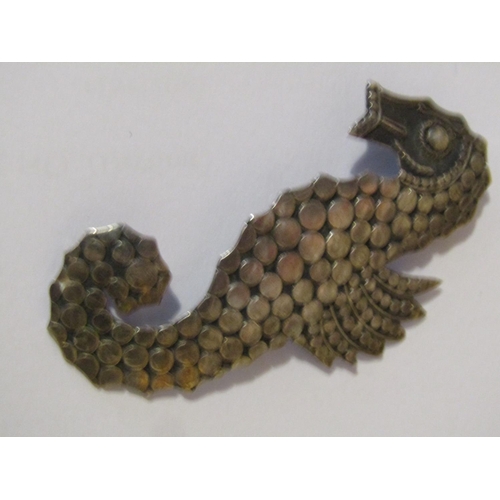 997 - Unusual Vintage Solid Silver Seahorse Motif Decorated Brooch Finely Detailed Approximately 6cm High