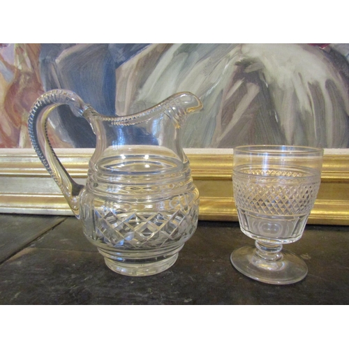 999 - Old Regency Irish Cut Glass Jug and Rummer with Waterford Crystal Candlestick