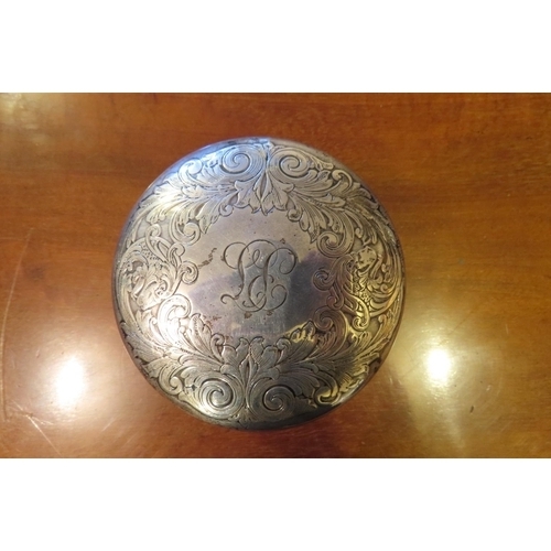 105 - Antique Solid Silver Top Desk Jar Approximately 4 Inches Diameter