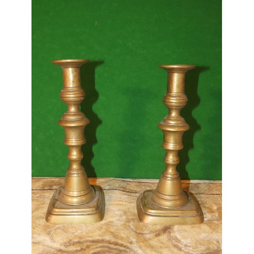 1139 - Two Cast Brass Candlesticks with Goblet and Pair of Antique Cast Brass Candlesticks Five Items in Lo... 