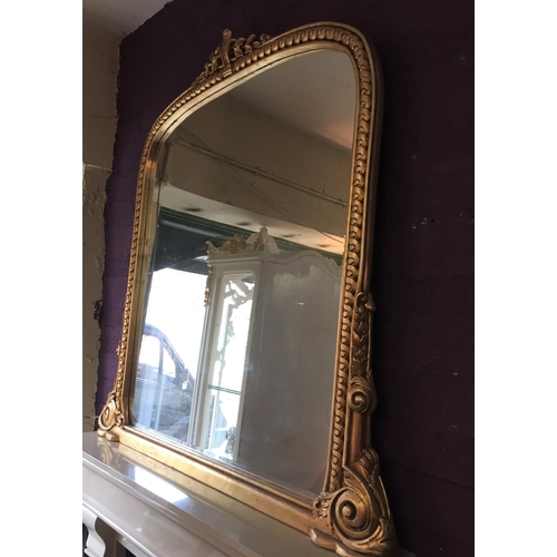 1138 - Carved Giltwood Overmantle Mirror with Further Carved Side Decoration Approximately 4ft 8 Inches Wid... 