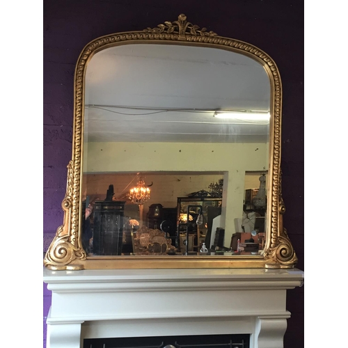 1138 - Carved Giltwood Overmantle Mirror with Further Carved Side Decoration Approximately 4ft 8 Inches Wid... 