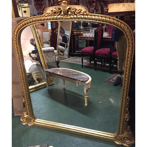 828 - Carved Giltwood Overmantle Mirror with Further Carved Side Decoration Approximately 4ft Wide 6 Inche... 