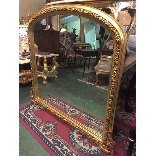 927 - Carved Giltwood Overmantle Mirror with Further Carved Side Decoration Approximately 4ft Wide 8 Inche... 