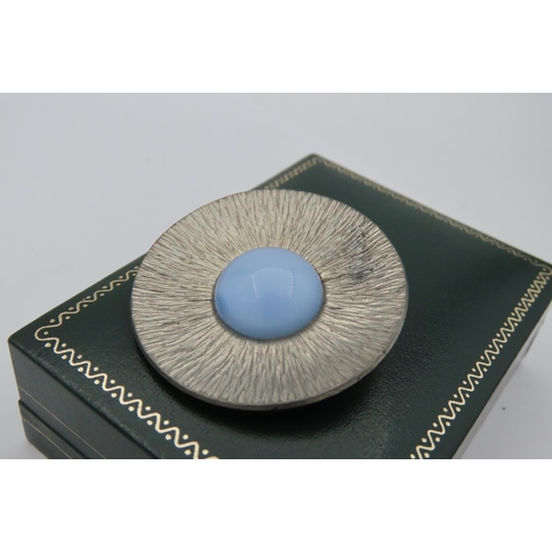 14 - Georg Jensen Ladies Brooch with Blue Centre Stone Vintage Attractive Form Makers Mark to Reverse App... 