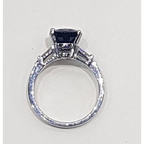 20 - Oval Cut Sapphire Ladies Ring Set in Platinum Mounted on Further Platinum Band Circa 2000 Sapphire C... 
