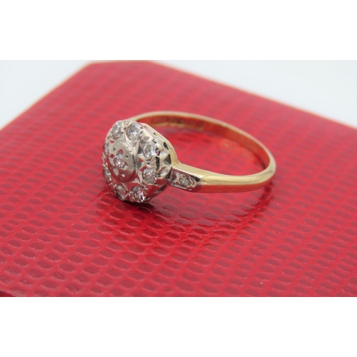 29 - 18 Carat Yellow Gold and White Gold Set Ladies Ring with Central Round Brilliant Cut Diamond Surroun... 