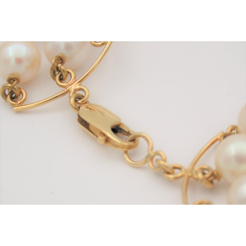 31 - Pearl Three Strand Ladies Necklace of Attractive Hue Set on 18 Carat Yellow Gold Necklace Length 48c... 