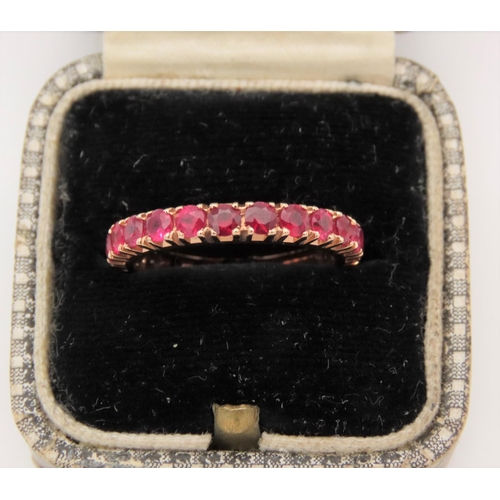 33 - Ruby Set Eternity Ring Mounted on 18 Carat Yellow Gold Ring Size L and a Half