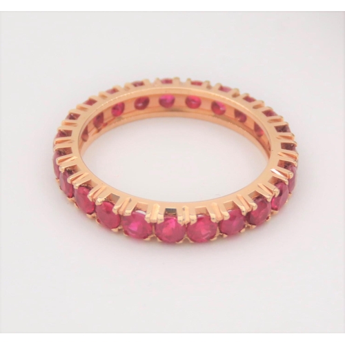33 - Ruby Set Eternity Ring Mounted on 18 Carat Yellow Gold Ring Size L and a Half