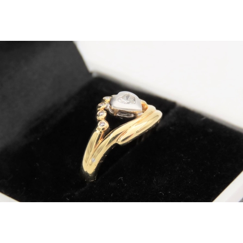 34 - Heart Motif Ladies Diamond Ring Mounted on 18 Carat Yellow Gold Ring Size M and a Half