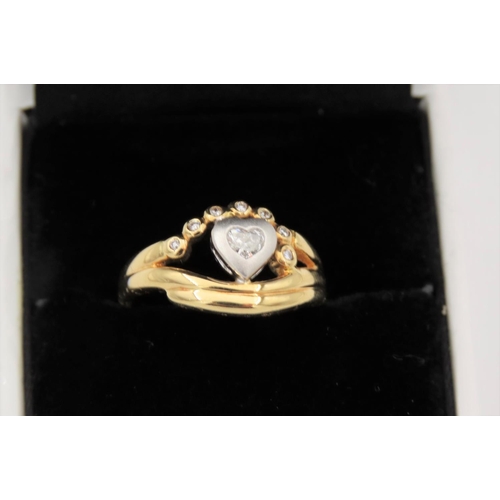 34 - Heart Motif Ladies Diamond Ring Mounted on 18 Carat Yellow Gold Ring Size M and a Half