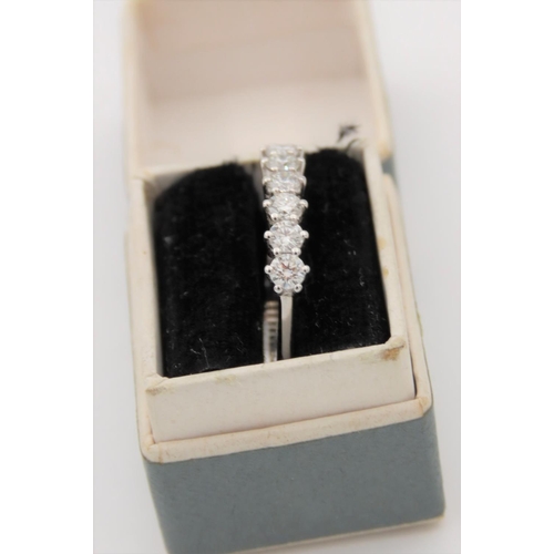 35 - Seven Stone Diamond Ring Mounted on 18 Carat White Gold Good Colour Ring Size O and a Half