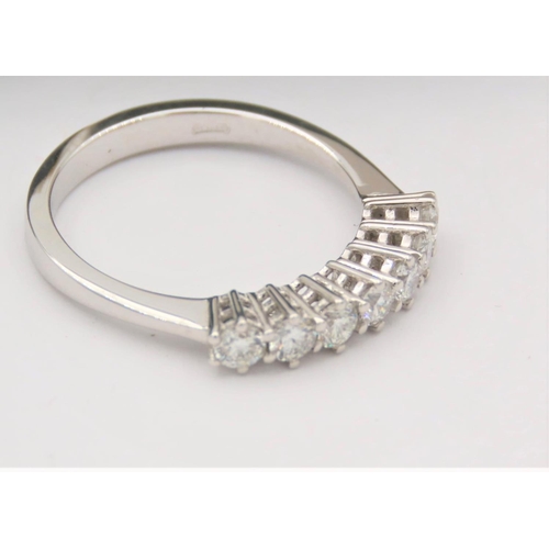 35 - Seven Stone Diamond Ring Mounted on 18 Carat White Gold Good Colour Ring Size O and a Half