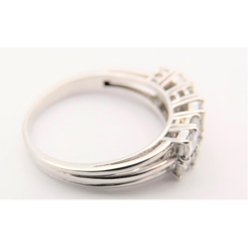 38 - Twin Line Set Twelve Diamond Ladies Ring Mounted on 18 Carat White Gold Band Size U and a Half Diamo... 