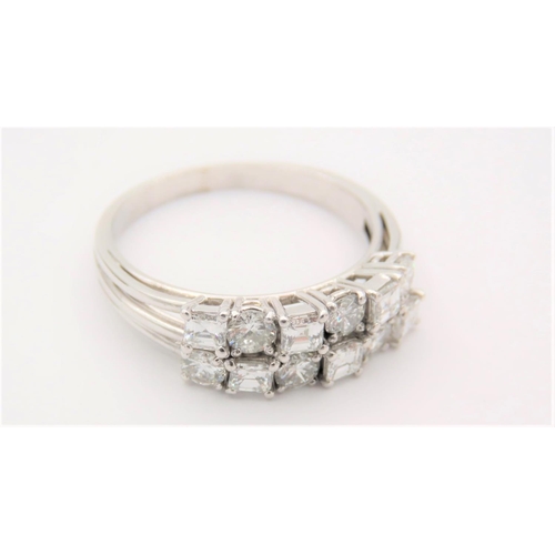 38 - Twin Line Set Twelve Diamond Ladies Ring Mounted on 18 Carat White Gold Band Size U and a Half Diamo... 
