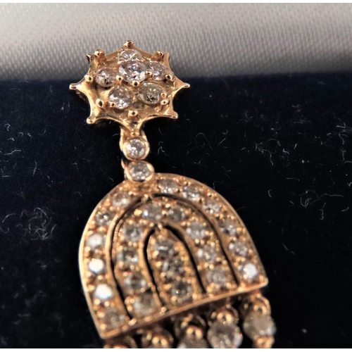 43 - Pair of 18 Carat Yellow Gold Mounted Diamond Set Tassel Form Earrings Six Carats of Diamonds High Br... 