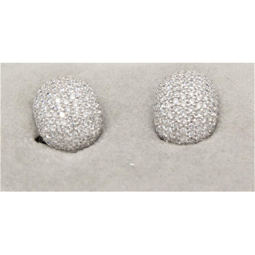 44 - Pair of Bombe Set Diamond Cluster Earrings Attractive Bright Colour Mounted on 18 Carat White Gold E... 