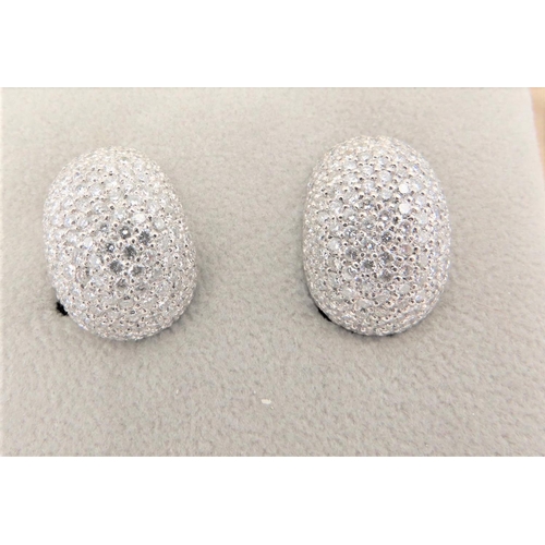 44 - Pair of Bombe Set Diamond Cluster Earrings Attractive Bright Colour Mounted on 18 Carat White Gold E... 