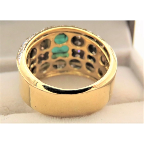 45 - Emerald and Diamond Ladies Ring of Attractive Colour Central Emerald Approximately 1.5 Carats Surrou... 