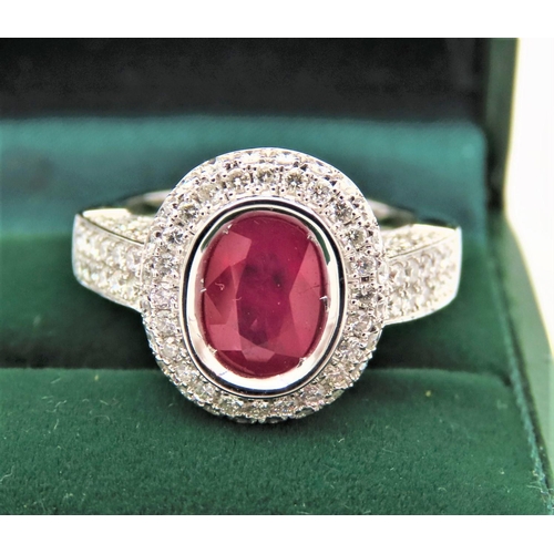 57 - Diamond and Ruby Cluster Ring Burmese Ruby Approximately 1.5 Carats, Diamonds Approximately 1.2 Cara... 