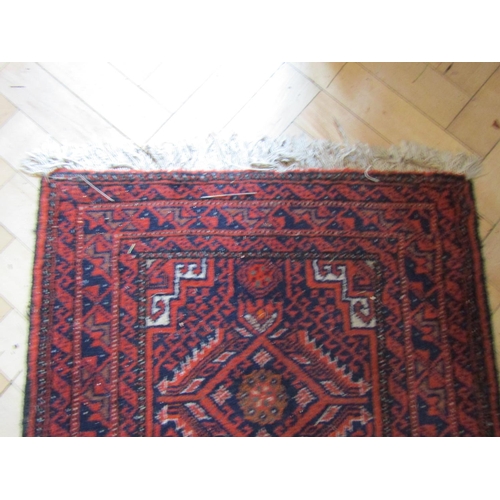 12 - Persian Pure Wool Runner Burgundy Ground with Repeated Geometric Pattern Good Condition Approximatel... 