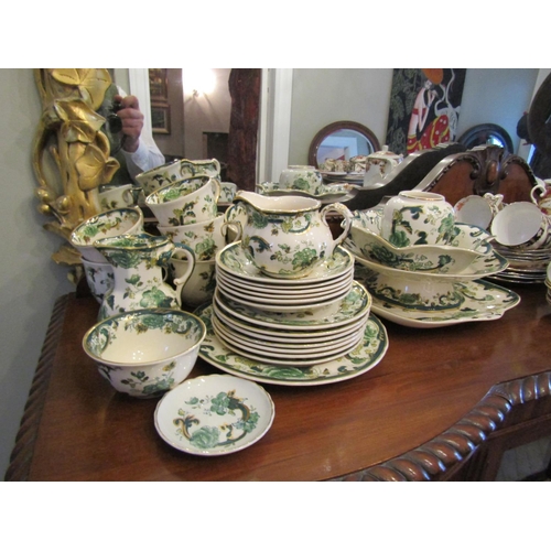 27 - Masons Chartreuse Fine Porcelain Part Dinner Service with Various Serving Dishes Quantity As Photogr... 