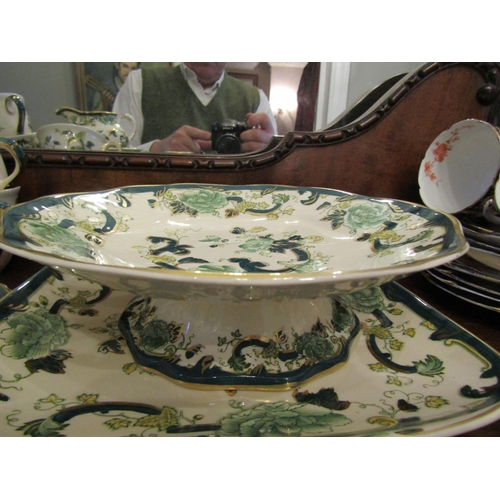27 - Masons Chartreuse Fine Porcelain Part Dinner Service with Various Serving Dishes Quantity As Photogr... 