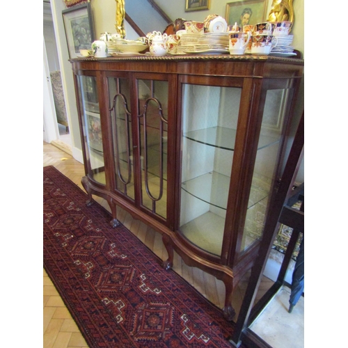 32 - Antique Mahogany Twin Bow Front Display Cabinet Attractive Form on Claw and Ball Carved Supports wit... 
