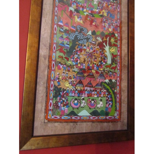 44 - Persian Wall Panel Depicting Royal Coronation Approximately 4ft High x 14 Inches Wide