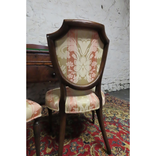 58 - Pair of Antique Mahogany Framed Shield Back Side Chairs with Finely Fluted Supports