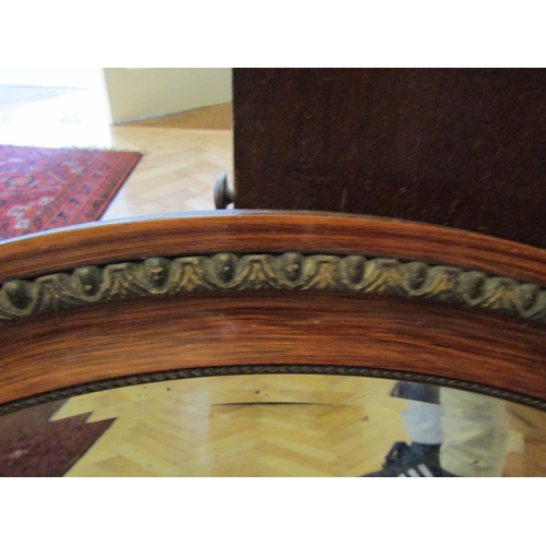 7 - Edwardian Walnut Oval Form Mirror Bevelled Plate Approximately 22 Inches Wide