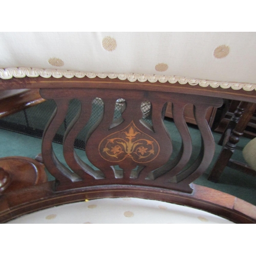 10 - Edwardian Marquetry Decorated Mahogany Upholstered Tub Frame Armchair