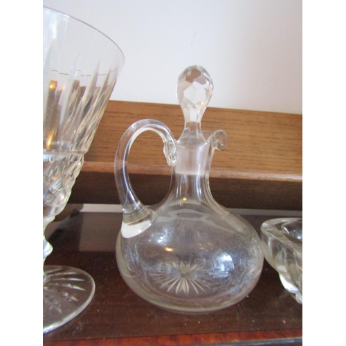 102 - Large Cut Crystal Table Goblet with Decanter and Pair of Salts