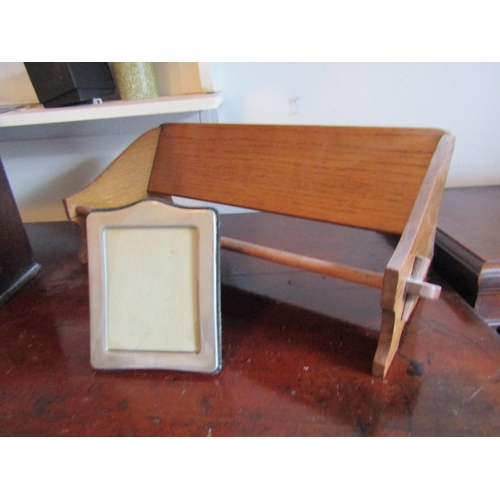 103 - Table Top Book Rest, Letter Rack, Waste Paper Basket and Two Frames Five Items in Lot