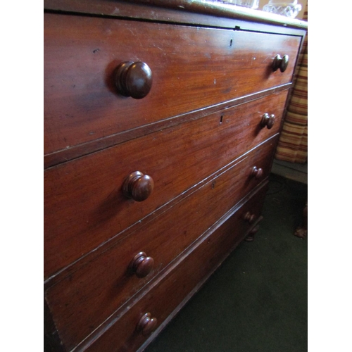 107 - George III Mahogany Chest of Four Long Drawers Above Turned Supports