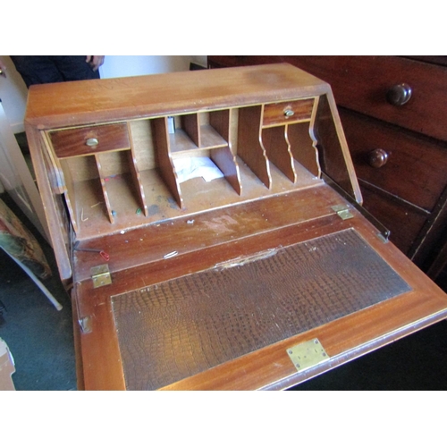 108 - Mahogany Fall Front Bureau Fitted Interior Above Three Long Drawers Resting on Original Claw and Bal... 