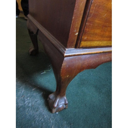 108 - Mahogany Fall Front Bureau Fitted Interior Above Three Long Drawers Resting on Original Claw and Bal... 