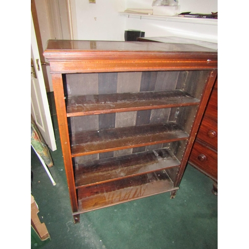 109 - Edwardian Mahogany Open Bookcase with Four Shelves Satinwood Cross Banded Decoration Approximately 3... 