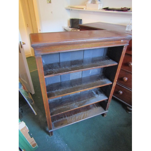 109 - Edwardian Mahogany Open Bookcase with Four Shelves Satinwood Cross Banded Decoration Approximately 3... 